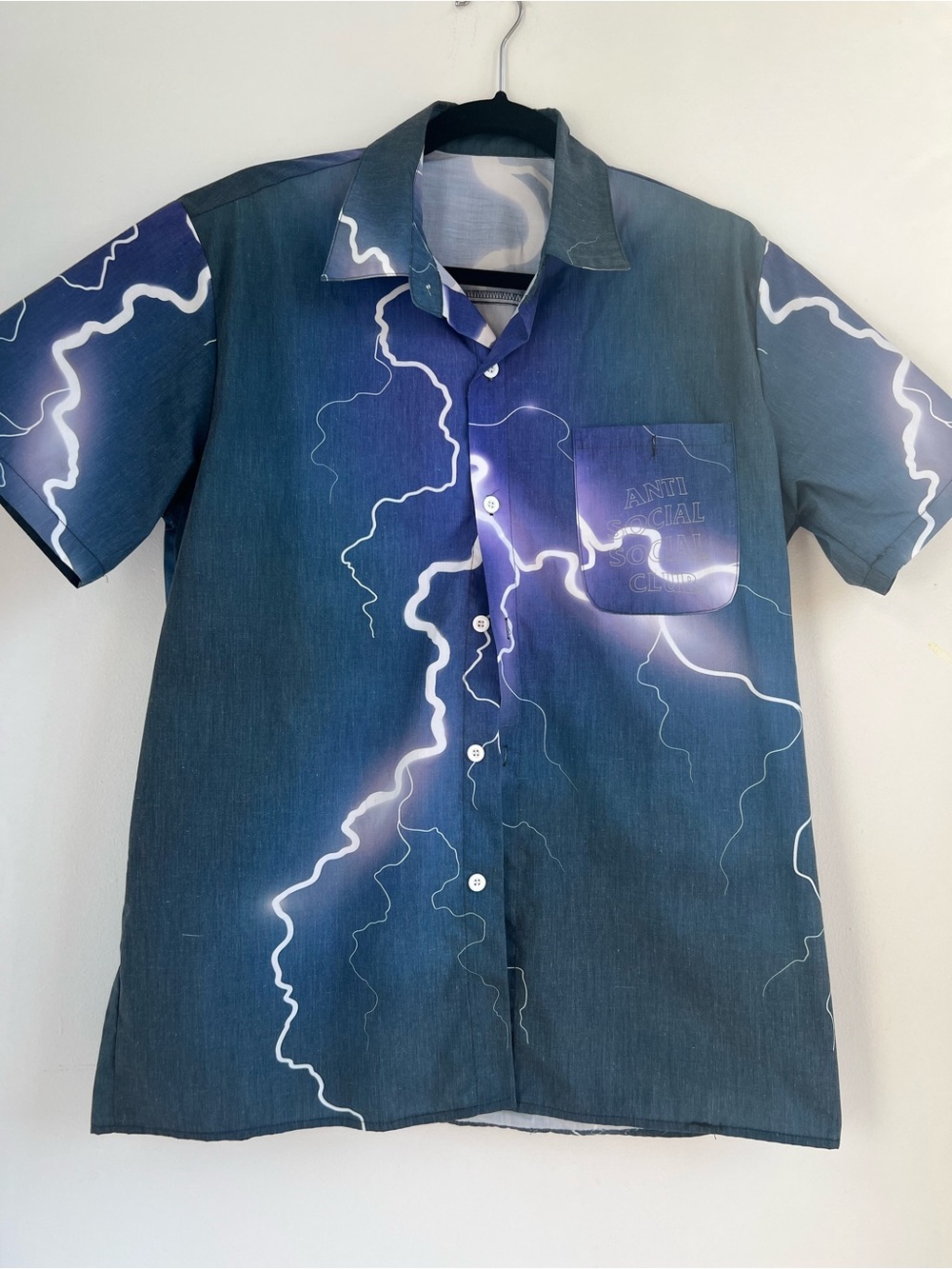 Anti Social Social Club Hydroplane Button Up Shirt Lightning AOP Mens Medium